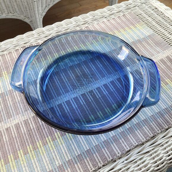 Vintage Anchor Hocking Ovenware Cobalt Blue Deep Dish 9-Inch 1 Qt. Pie Plate - Picture 1 of 8
